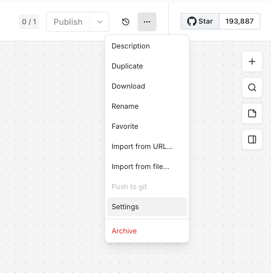 Opening the n8n workflow context menu and choosing Settings